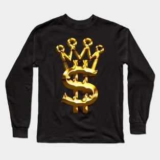 Gold dollar and king crown symbol Long Sleeve T-Shirt